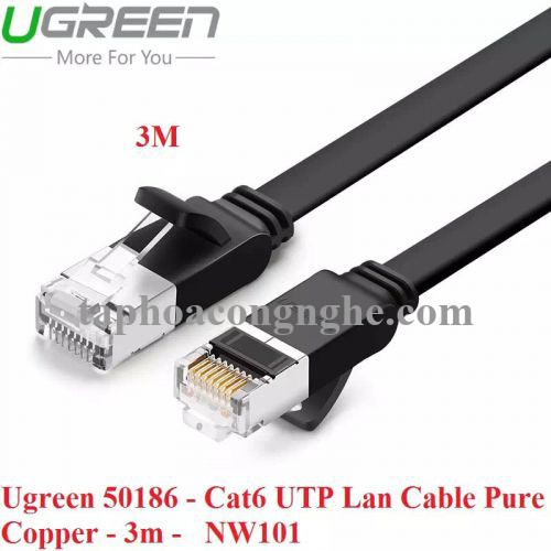Ugreen 50186 3M màu Đen Cáp mạng LAN cat6 UTP dây dẹp NW101 30050186